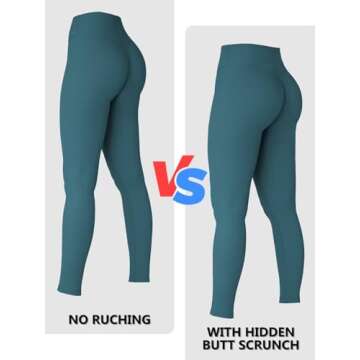 Sunzel Sunzfly Invisible Butt Scrunch Workout Leggings for Women, Butt Lifting High Waisted Gym Yoga Pants with Tummy Control 28" Foredt Green Medium