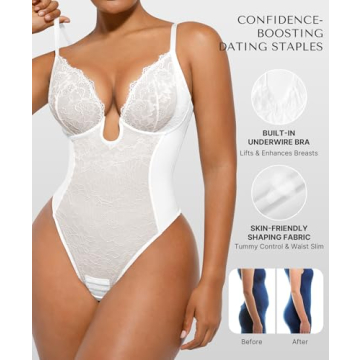 SHAPELLX Lace Bodysuit for Women - Tummy Control & Comfort
