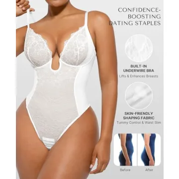 SHAPELLX Lace Bodysuit for Women - Tummy Control & Comfort