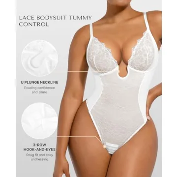 SHAPELLX Lace Bodysuit for Women - Tummy Control & Comfort
