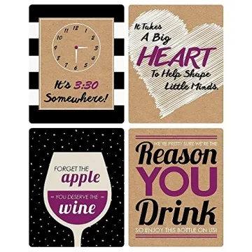 Teacher Appreciation Wine Bottle Labels - Set of 4