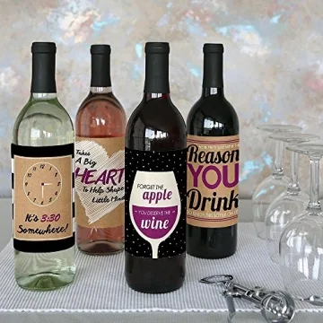 Teacher Appreciation Wine Bottle Labels - Set of 4