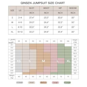 QINSEN Women Square Neck Long Sleeve Jumpsuit Casual Wide Leg Long Pants Romper Coffee Brown M