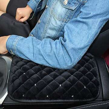 EGBANG Bling Bling Auto Center Console Pad PU Leather Car Armrest Seat Box Cover Protector Universal Fit (Car Armrest)