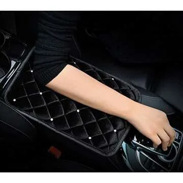 EGBANG Bling Bling Auto Center Console Pad PU Leather Car Armrest Seat Box Cover Protector Universal Fit (Car Armrest)