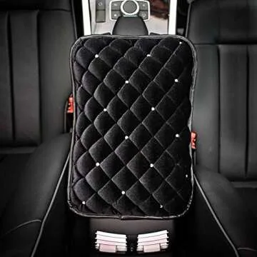 EGBANG Bling Bling Auto Center Console Pad PU Leather Car Armrest Seat Box Cover Protector Universal Fit (Car Armrest)