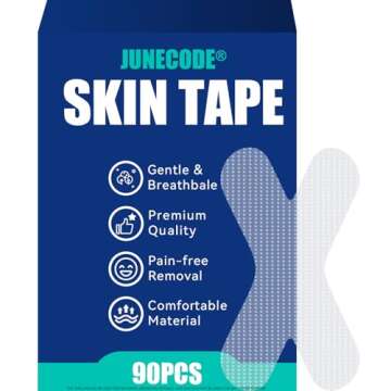 Gentle Transparent White Tape 90 Pcs - Hypoallergenic Tape for Sensitive Skin, Painless Removal, Bre...