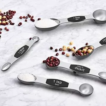 Wildone 16Pc Stainless Steel Measuring Cups Set, 8 Measuring Cups & 7 Double-Sided Magnetic Measuring Spoons Stackable & 1 Leveler (Black)