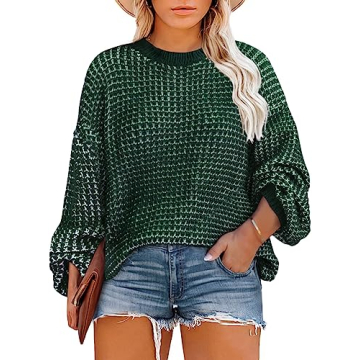 Eytino Womens Plus Size Long Sleeve Sweaters Casual Crewneck Knit Winter Pullover Sweaters,Green 4X
