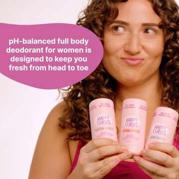 HAPPY CURVES All Over Whole Body Deodorant for Women - Aluminum-Free - Invisibile All Day Layer of F...