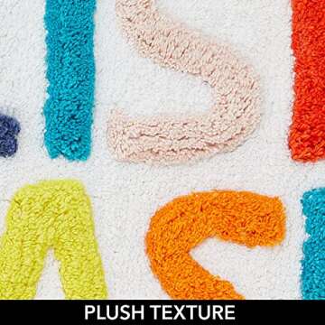 mDesign Soft Cotton Rectangular Spa Mat Bathroom Rug, Plush Water Absorbent, Splish Splash Design- for Bathroom Vanity, Bathtub/Shower - Machine Washable - Bright Multi Color