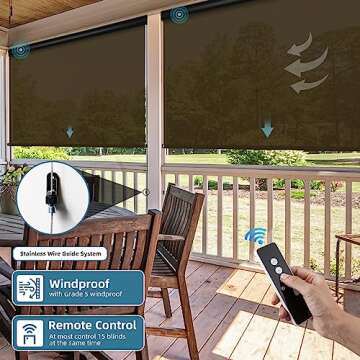 SmartWings Motorized Outdoor Patio Shades, Compatible with Smart Home Devices for Seamless Control