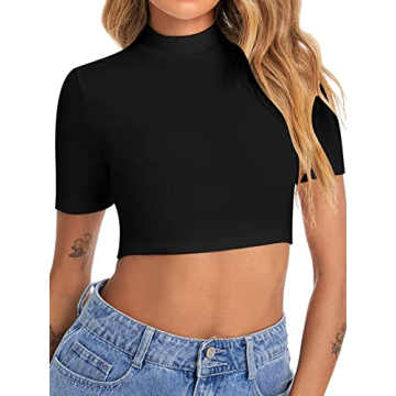Shop Verdusa Women's Mock Neck Crop Tops for Versatile Style