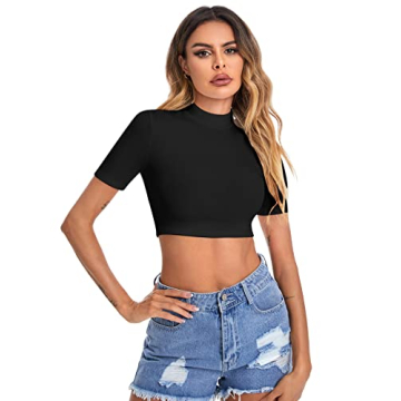 Shop Verdusa Women's Mock Neck Crop Tops for Versatile Style