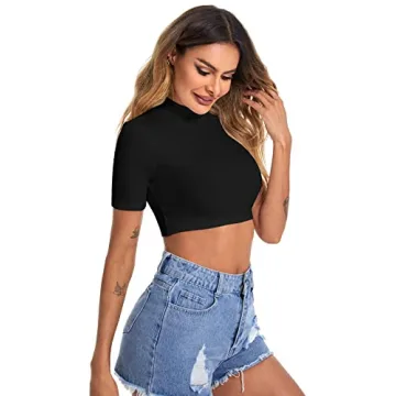 Shop Verdusa Women's Mock Neck Crop Tops for Versatile Style
