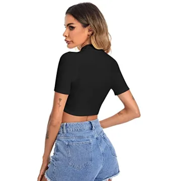 Shop Verdusa Women's Mock Neck Crop Tops for Versatile Style