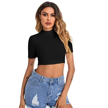 Shop Verdusa Women's Mock Neck Crop Tops for Versatile Style
