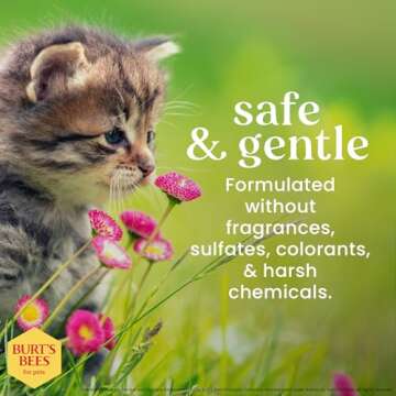 Burt's Bees for Pets Tearless Kitten Shampoo with Buttermilk, 99.3% Natural Origin Formulas, Pet Shampoo for Cats, Gentle Cat Shampoo, Cat Shampoo for Itchy Skin, 10 oz