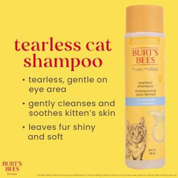 Burt's Bees for Pets Tearless Kitten Shampoo with Buttermilk, 99.3% Natural Origin Formulas, Pet Shampoo for Cats, Gentle Cat Shampoo, Cat Shampoo for Itchy Skin, 10 oz