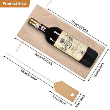 Homum 12Pcs Premium Burlap Wine Bags with Gift Tags and Twine for Perfect Gifting