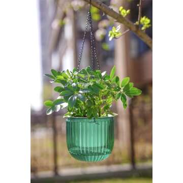 Melphoe 2 Pack Self Watering Hanging Planters Indoor Hanging Flower Pots, 6.5 Inch Outdoor Hanging P...