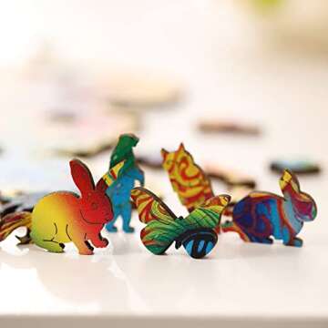 Oxcauix Rabbit Wooden Puzzles for Adults - 226 Pieces Unique Shape Bunny Wood Cut Jigsaw Puzzle, 11"x11", Beautiful Gift Packaging