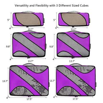 BAGAIL 6 Set Packing Cubes,Travel Luggage Packing Organizers(6Set Purple)