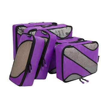 BAGAIL 6 Set Packing Cubes,Travel Luggage Packing Organizers(6Set Purple)