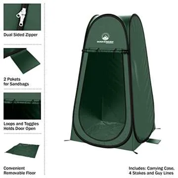 Pop Up Pod - Privacy Shower Tent, Dressing Room, or Portable Toilet Stall with Carry Bag for Camping, Beach, or Tailgate by Wakeman Outdoors (Green)