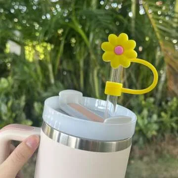 Velaco 4 Pcs 0.4in/10mm Diameter Silicone Straw Covers Cap Compatible with Stanley 20 30&40 Oz Cup, Straw Toppers for Stanley 40 Oz Tumbler with Handle, Dust-Proof Straw Caps for Water Bottle