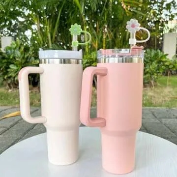 Velaco 4 Pcs 0.4in/10mm Diameter Silicone Straw Covers Cap Compatible with Stanley 20 30&40 Oz Cup, Straw Toppers for Stanley 40 Oz Tumbler with Handle, Dust-Proof Straw Caps for Water Bottle