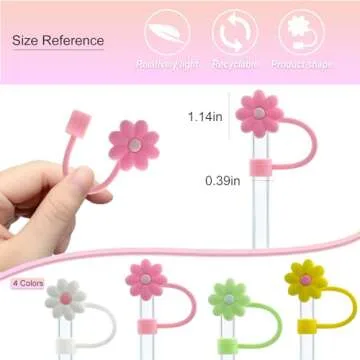 Velaco 4 Pcs 0.4in/10mm Diameter Silicone Straw Covers Cap Compatible with Stanley 20 30&40 Oz Cup, Straw Toppers for Stanley 40 Oz Tumbler with Handle, Dust-Proof Straw Caps for Water Bottle
