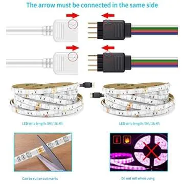 MINGER RGB LED Strip Lights, 32.8ft 5050 LED Light Strip, 10m Color Changing Rope Lights with 44 Key IR Remote and 12V/3A ETL Adapter for Room, Home, Kitchen, Christmas, 2 rolls of 16.4ft