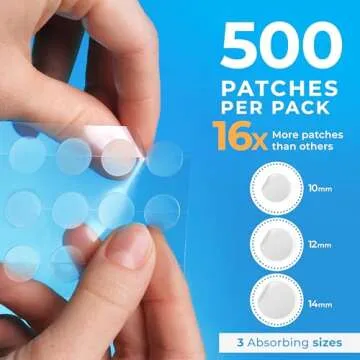 PatchRx Pimple Patches for Face (500 Patches) - Hydrocolloid Acne Stickers with Tea Tree Oil