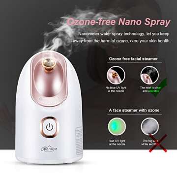 Facial Steamer, Nano Ionic Face Steamer for Home Facial Warm Mist Humidifier Steamer for Face Sauna Spa Sinuses Moisturizing Cleansing Pores, for Women Moisturizing Cleansing Pores (Pink&White)