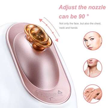 Facial Steamer, Nano Ionic Face Steamer for Home Facial Warm Mist Humidifier Steamer for Face Sauna Spa Sinuses Moisturizing Cleansing Pores, for Women Moisturizing Cleansing Pores (Pink&White)