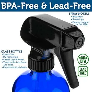 Sally's Organics Blue Glass Spray Bottle Set - 16 oz Refillable