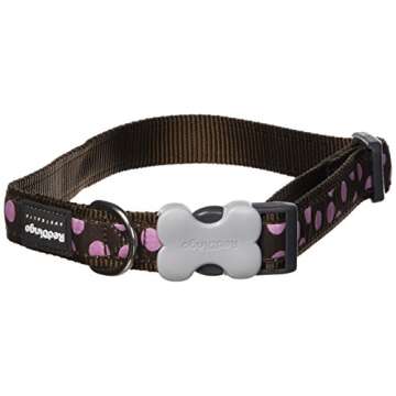 Red Dingo Designer Dog Collar, Large, Pink Spots on Brown