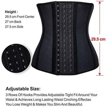 YIANNA Breathable Waist Trainer for Women Underbust Latex Sport Girdle Corsets Cincher Hourglass Body Shaper, (Black, XS)