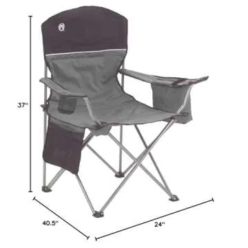 Coleman Camping Chair with 4 Can Cooler | Chair with Built In 4 Can Cooler, Grey/Black