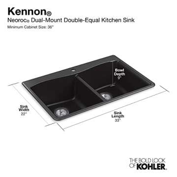 KOHLER Kennon 33" Double-Equal Neoroc Kitchen Sink