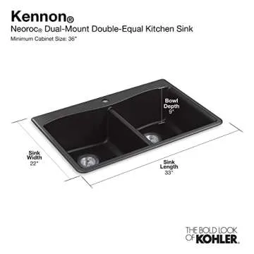 KOHLER Kennon 33" Double-Equal Neoroc Kitchen Sink