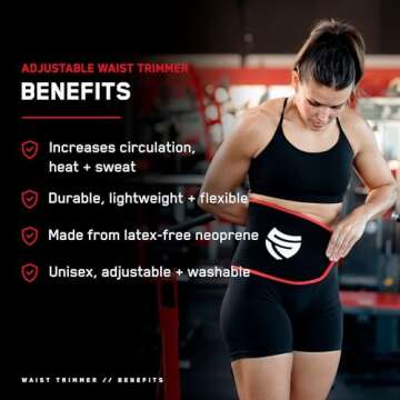 SteelFit Adjustable Waist Trimmer Belt for Intense Cardio | Latex-Free Neoprene Sweat Band with Moisture-Resistant Lining | Workout Enhancer for Fat Burning, Heat Retention | Durable Cardio Enhancer