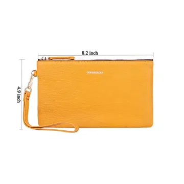 Stylish DORIS&JACKY Goatskin Leather Wristlet Clutch Wallet