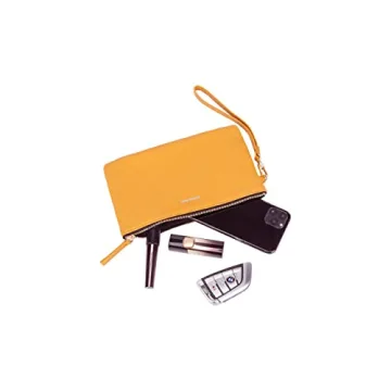 Stylish DORIS&JACKY Goatskin Leather Wristlet Clutch Wallet