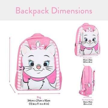 Charming Disney Aristocats Backpack with 3D Marie Ears for Girls
