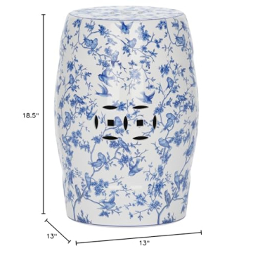 Elegant Blue Birds Ceramic Garden Stool for Every Space