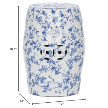 Elegant Blue Birds Ceramic Garden Stool for Every Space
