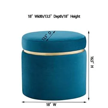 Elegant Rivet Asher Oval Storage Ottoman in Teal