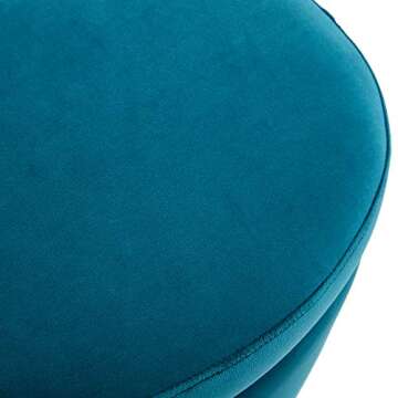 Elegant Rivet Asher Oval Storage Ottoman in Teal